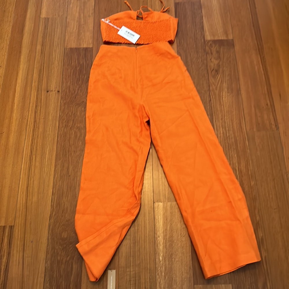 Reformation ISABEL LINEN TWO PIECE IN CITRUS - Picture 6 of 7